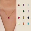 Collier goutte en acier doré avec pierre de naissance et 12 options de gemmes colorées - Janvier