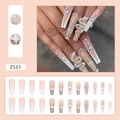 Long ballet press-on nails with silver snake 3D accents and gradient diamond design - Cool Silver Snake (Z521)