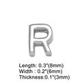 Pendaglio lettera R in metallo argento lucido con misure 8mm x 6mm x 3mm - Lettera R