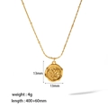 Detail of 13mm rose coin pendant on delicate gold beaded chain necklace with 18K finish - Rose Relief Style(TN3194)