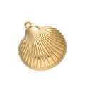 Gold-plated stainless steel seashell charm with hanging ring for DIY jewelry making - 524# Large Shell Pendant Only / 25*28mm (2 Pieces/Pack) / Gold