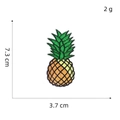 Detailed pineapple embroidery patch with dimensions 7.3cm x 3.7cm on white background - Style 8 Pineapple Patch