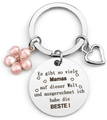 Dettaglio portachiavi in argento con incisione tedesca per mamma e fiore rosa - Stile 3