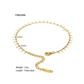 Detailed view of 18K gold plated stainless steel tassel chain with bar charms and dimensions - Tassel Spike Design Stainless Steel Anklet (YYB023096) / Gold