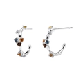 Eleganti orecchini a cerchio a C in argento s925 con zirconi colorati e trama irregolare - Argento