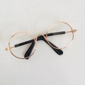 Klassische runde goldene Metallbrille mit schwarzen Bügelenden für 17cm Plüschpuppen - Transparente Brille mit Rundem Rahmen / Passend für 17cm Puppen