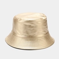 Glossy gold faux leather bucket hat with metallic finish and decorative stitching - M (56-58cm) / Gold