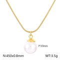 Collar de cadena de serpiente dorada con colgante de perla de 10mm y largo de 450mm - Estilo A (Perla Única) / Dorado