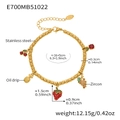 Detailed view of gold plated stainless steel bracelet with colorful fruit charms and zircons - Fruit Theme Style (E700) / Gold Bracelet (E700)
