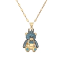 Collana con orsetto dorato, corona e inserti in cristallo blu scintillante - Turchese