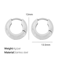 Orecchini a cerchio in acciaio inossidabile argento lucido da 13mm con stile geometrico - Stile Piccolo Base (EH245银色耳环) / Argento