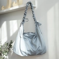 Bolso de hombro hobo azul claro minimalista con elegante correa scrunchie y gran capacidad - Azul claro