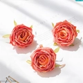 Three large coral orange gradient artificial rose heads for wedding DIY decoration - Orange