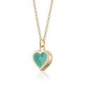 Collana con cuore in acciaio inossidabile placcato oro 18k e smalto turchese - Cuore/Verde Menta