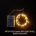 5M 50 LED warm white copper wire fairy lights with transparent battery box for decor - Copper Wire Light / 5M 50LEDs Battery Powered