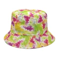 Detailed view of colorful tie-dye bucket hat with reinforced stitching and twill texture - M (56-58cm) / Bright Pink Yellow Green Tie-Dye Style(1#)