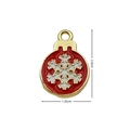Christmas snowflake alloy charm in red and gold finish, sized 2.0cm by 1.35cm - 2390 Red Gold Snowflake