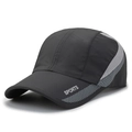 Breathable black sport mesh cap with grey honeycomb panels and white SPORTS logo - Adjustable / Dark Gray