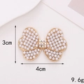 Fiocco dorato per gioielli con perle bianche e cristalli, 4x3cm per decorazioni DIY - Lega / D017 Fiocco in Strass AB