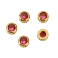 Goldene Edelstahl 6mm Großlochperlen mit rotem Zirkonia und Kristalleinlage - Rosa Zirkon