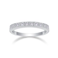 Bague éternité en argent 925 avec onze pierres de moissanite carrées serties en rail - US 7 / Argent (R13321)