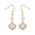 14K vergoldete Ohrringe mit natürlichen Perlen und Muschel-Anhängern für Luxus-Look - 14K Gold Stil(GPE120-14k)