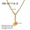 Detailed view of 18k gold plated necklace featuring Cuban and snake chains with Good Luck charm - Gold Mixed Chain Style (NB-N1116-G)