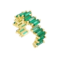 18k gold plated ear cuff with green rectangular zircon stones in a staggered design - Single Piece / Green Zirconia