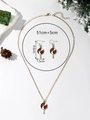 Vue détaillée du collier et des boucles d'oreilles canne de Noël avec accessoires - XL01-Rouge Vert Blanc Sucette