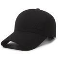 Casquette de baseball en coton noir avec broderie State et structure à six panneaux - Réglable / Noir