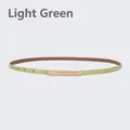 Minimalist light green skinny leather belt for women with elegant golden metal buckle - 105cm / Light Green