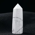 Polished white howlite hexagonal crystal point with natural marble grey texture - Howlite / Single Point 4-5cm