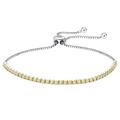 Adjustable S925 sterling silver tennis bracelet with sparkling yellow zircon stones - Machine-made Tennis Chain 2mm Yellow Zirconium Electroplated White Gold Approx. 3.15g.