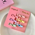 Set of 6 colorful macaron metal duckbill clips for kids in pink violet and yellow - Macaron Bowknot