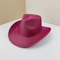 Glittery magenta pink western cowboy hat with a stylish curved brim for party fashion - Adjustable M / Rose Red