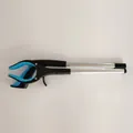 Foldable aluminum trash picker reacher tool with blue anti-slip pads and ergonomic handle - Standard Pack / Black Blue