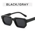 Vintage square frame sunglasses with black hollow concave temples and dark grey lenses - Sunglasses / Dark Grey