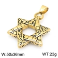 Colgante de estrella hexagrama dorada en acero inoxidable vintage con diseño negro - Estilo A Color Dorado (Sin Cadena)