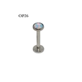 G23 titanium labret stud with a round iridescent opal top in silver finish (OP26) - 1.2x8x4mm / Multicolor (OP26)