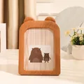 Cadre photo de 7 pouces avec oreilles d'ours, texture bois clair et dessin animé - Ours brun