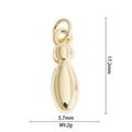 Macro view of gold balloon pendant with 17.2mm height and 5.7mm width measurements - Letter I Style (DZ-2816)