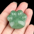 Handcrafted green aventurine crystal stone carved in a cute cat paw shape for decor - Green Aventurine