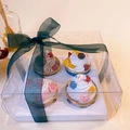 Cupcake scented candle gift set with cream soy wax in a gift box with green ribbon - 4 Pieces Style B