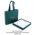 Peacock blue pearl necklace gift box set including a luxury paper bag and square jewelry case - Handheld Single/19.5x19.5x4 / Teal