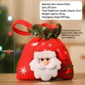 Christmas Santa non-woven drawstring gift bag with green snowflake trim 20x23cm size - Green Trim Non-woven Bag Santa Claus