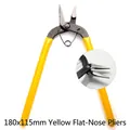 Flat nose jewelry pliers with yellow non-slip handle and spring action 180x115mm - 180x115mm Yellow Flat Nose Pliers