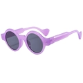 Classic round sunglasses in purple transparent frame with dark lenses and metal rivets - Purple Frame Grey Lens
