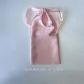Satin drawstring pouch in fresh pink for sleep masks, measuring 26 by 12.5cm - Large Cloth Bag 26x12.5cm / Pink