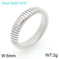 Elegante anello Tubogas in acciaio inossidabile argento, larghezza 5mm e peso 2g - US 7 / Stile Color Acciaio 5mm (KR113552-GC)