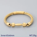 Bracciale da uomo in acciaio inossidabile dorato intrecciato con dettagli geometrici - Oro (KB210834-KFC)